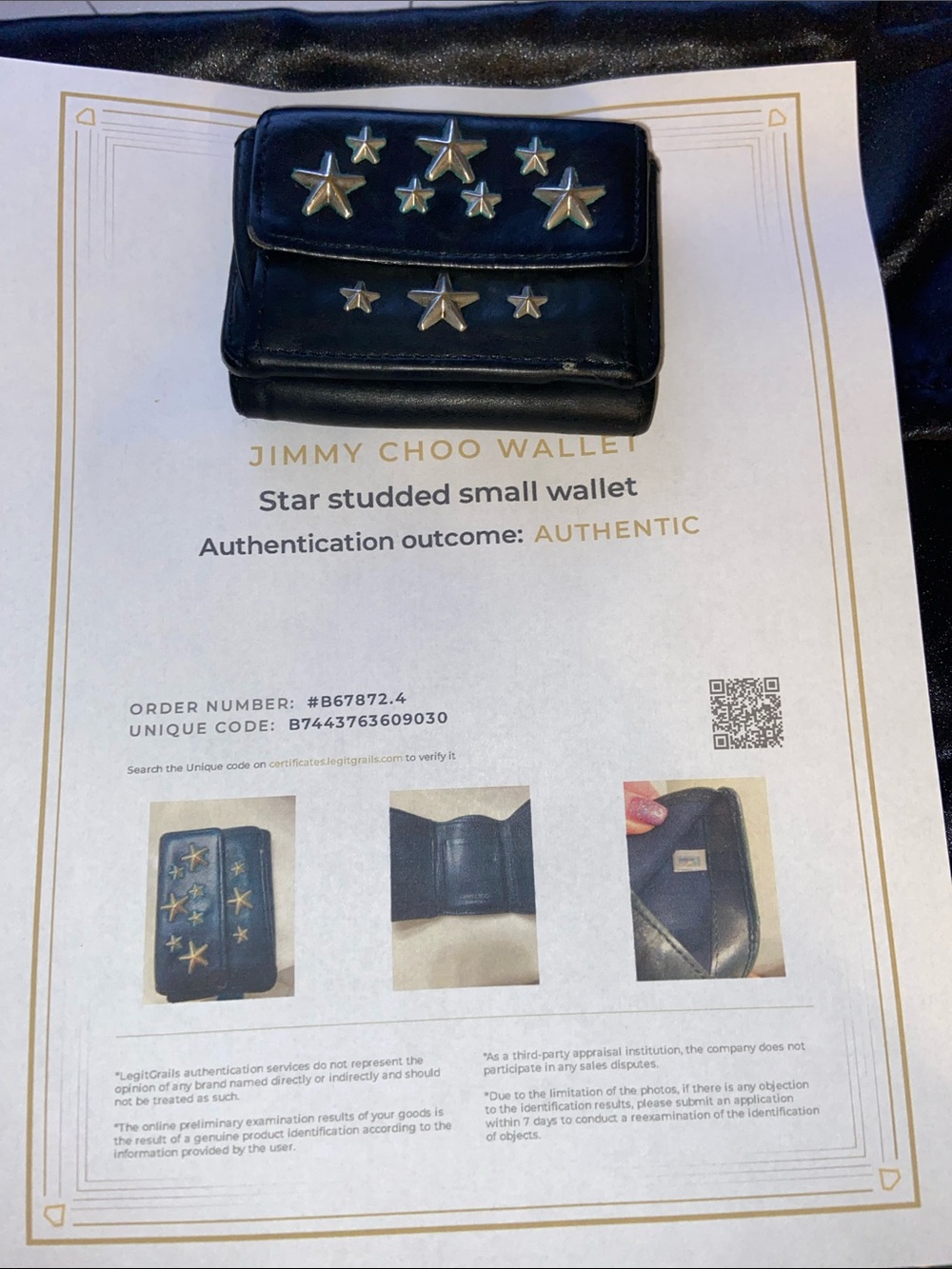 Jimmy Choo Black Leather Star-Embellished Small Wallet
